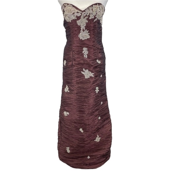 Jovani Dresses & Skirts - Jovani Sweetheart Strapless Beaded Gown Dress Small Bronze